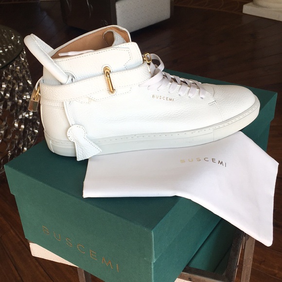 Buscemi 100MM White/Gold Sneakers (Sz 44/US 11) - Picture 1 of 5